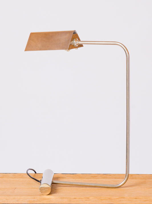 Rare Nickel Plated Bronze Table Lamp by R. Nathan - France 1970's