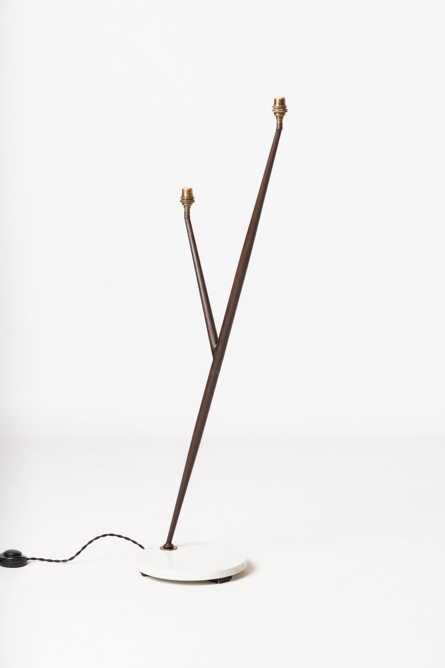 Maison Arlus Carrara Marble Base Double Arms Floor Lamp - France 1960's