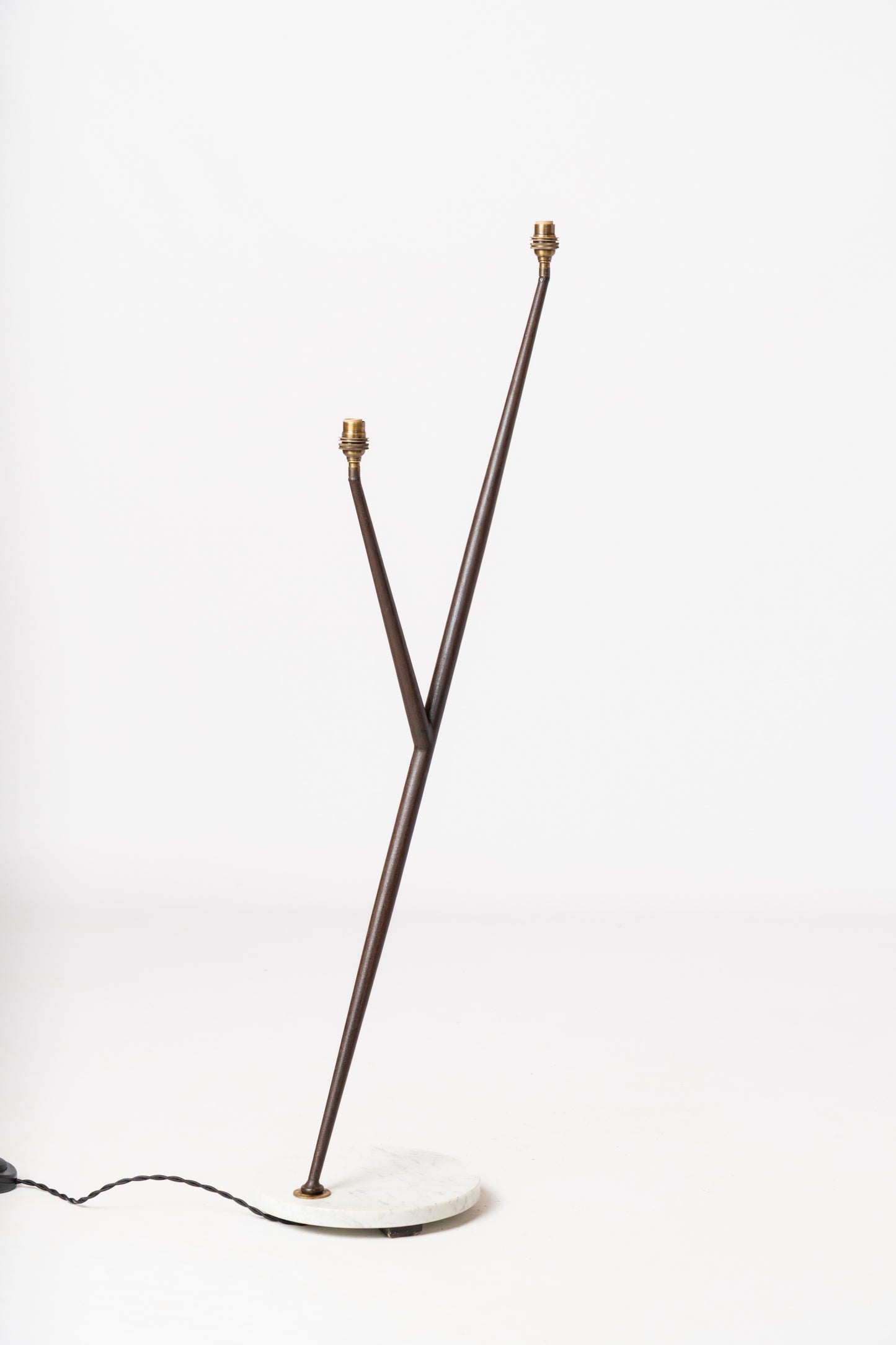 Maison Arlus Carrara Marble Base Double Arms Floor Lamp - France 1960's