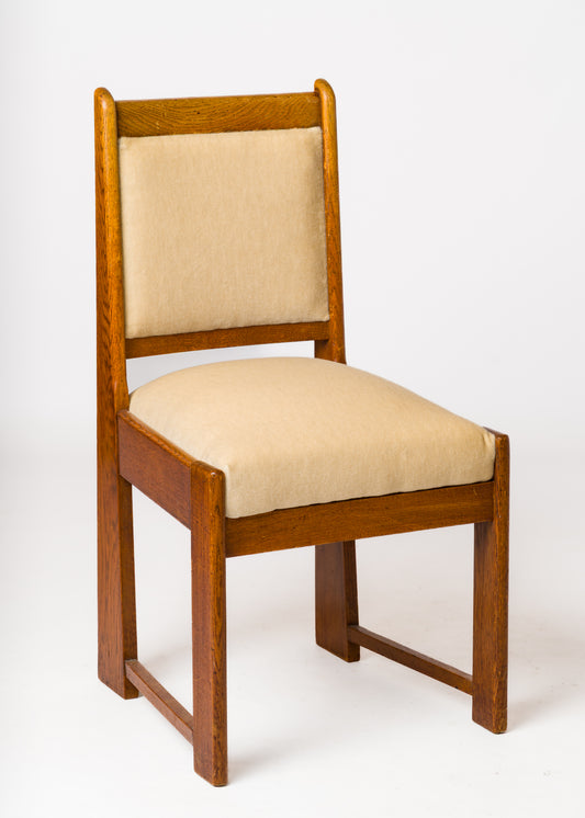 Single Solid Oak Dutch Art Deco Chair att. Pander - Netherlands 1940's