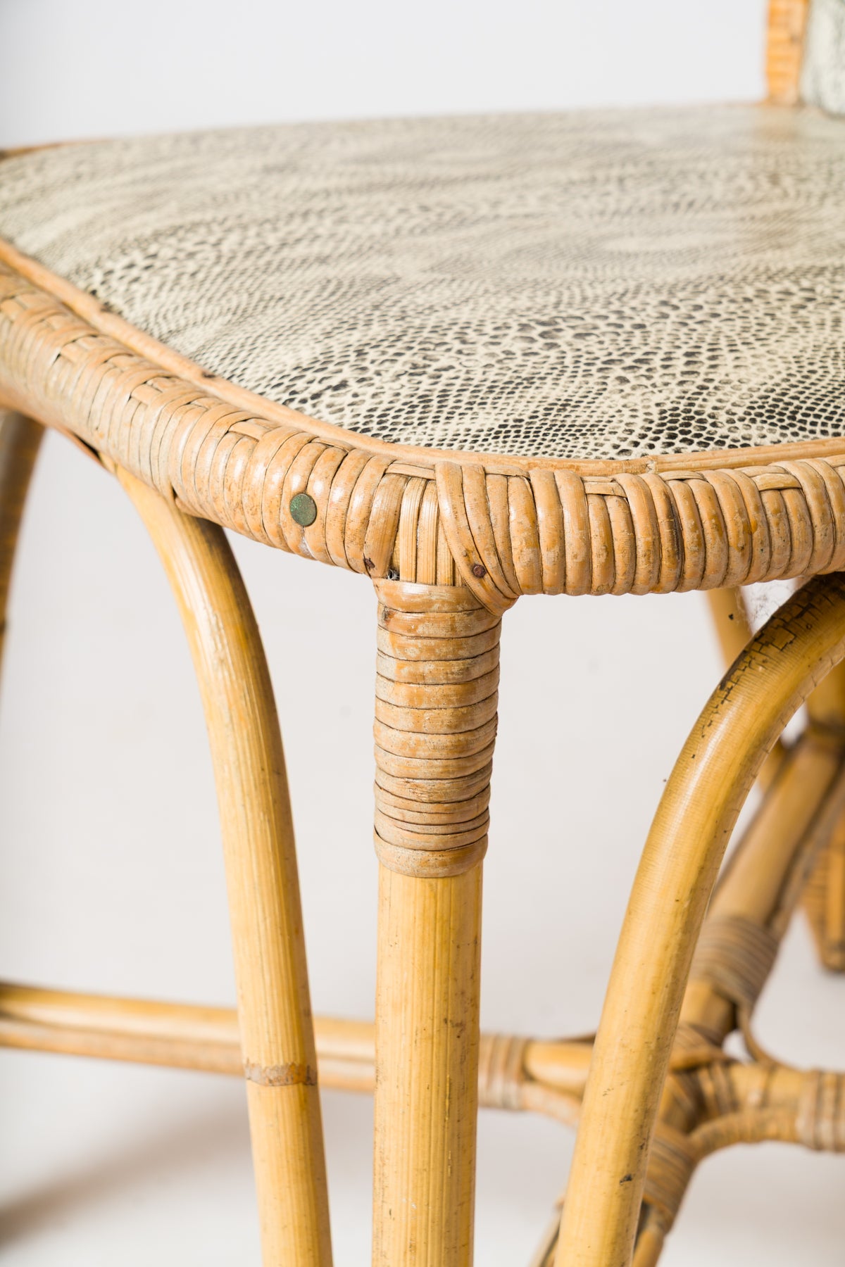 Pair of High-Backed Rattan Chairs with a Trapezoidal Shape - France 1950's