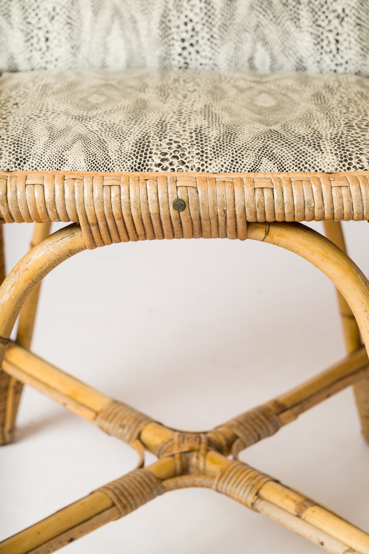 Pair of High-Backed Rattan Chairs with a Trapezoidal Shape - France 1950's