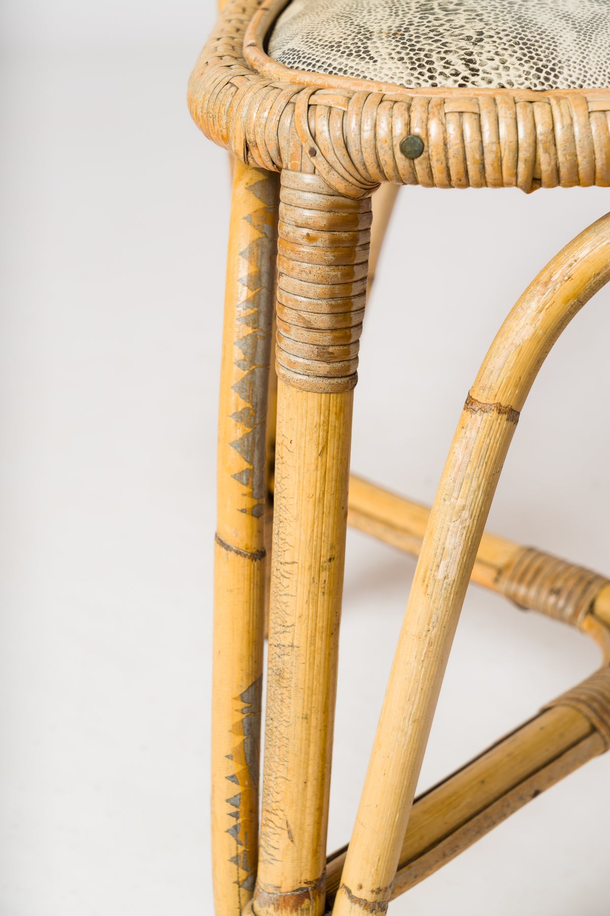 Pair of High-Backed Rattan Chairs with a Trapezoidal Shape - France 1950's
