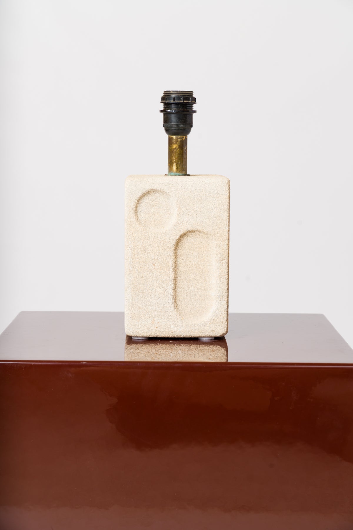 Engraved Minimalist "Pierre du Grad" Tormos Style Table Lamp - France 1970's