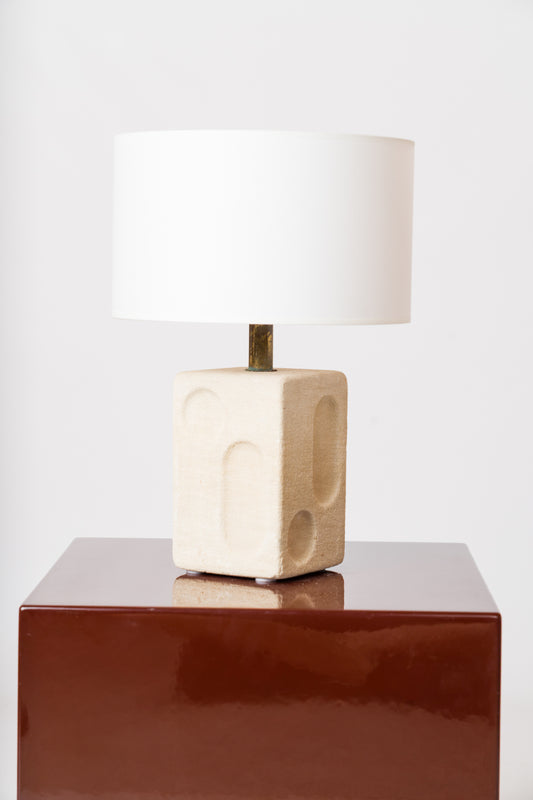 Engraved Minimalist "Pierre du Grad" Tormos Style Table Lamp - France 1970's