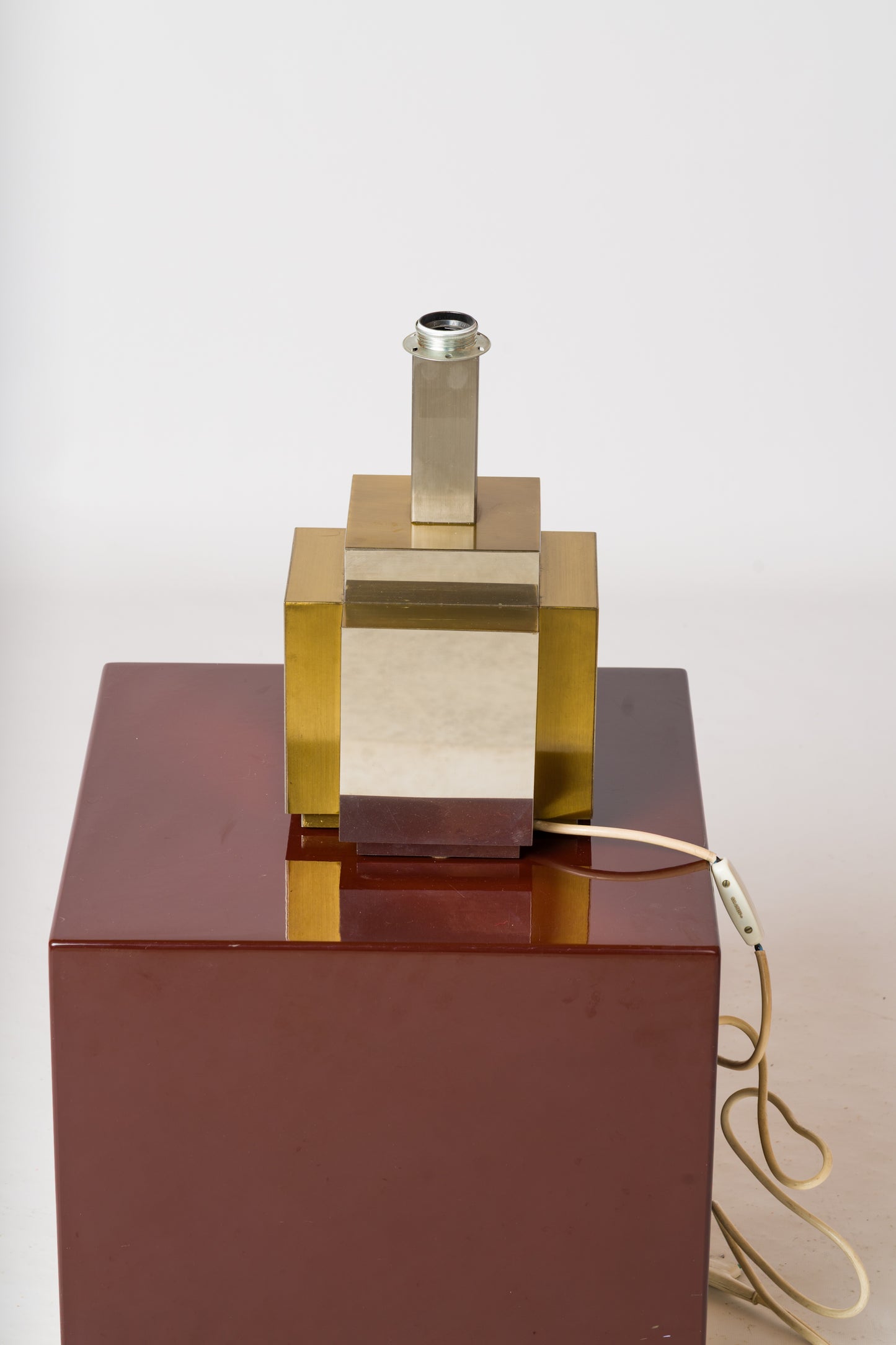 Modernist Faceted Brass & Steel Table Lamp att. Romeo Rega - Italy 1970's
