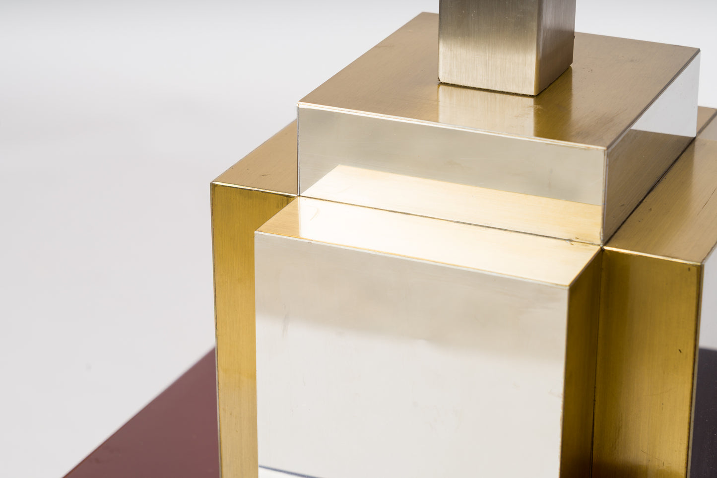 Modernist Faceted Brass & Steel Table Lamp att. Romeo Rega - Italy 1970's