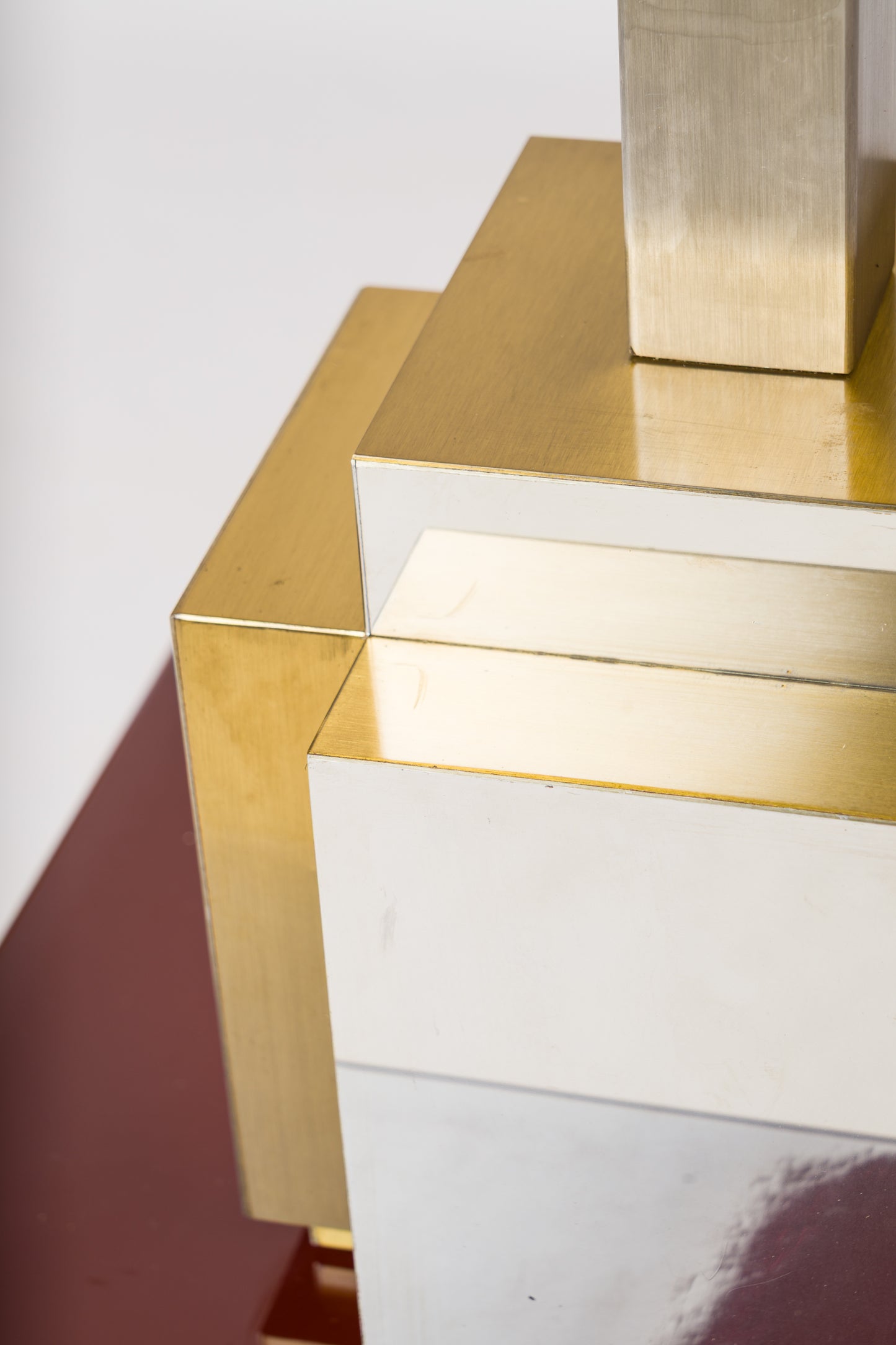 Modernist Faceted Brass & Steel Table Lamp att. Romeo Rega - Italy 1970's