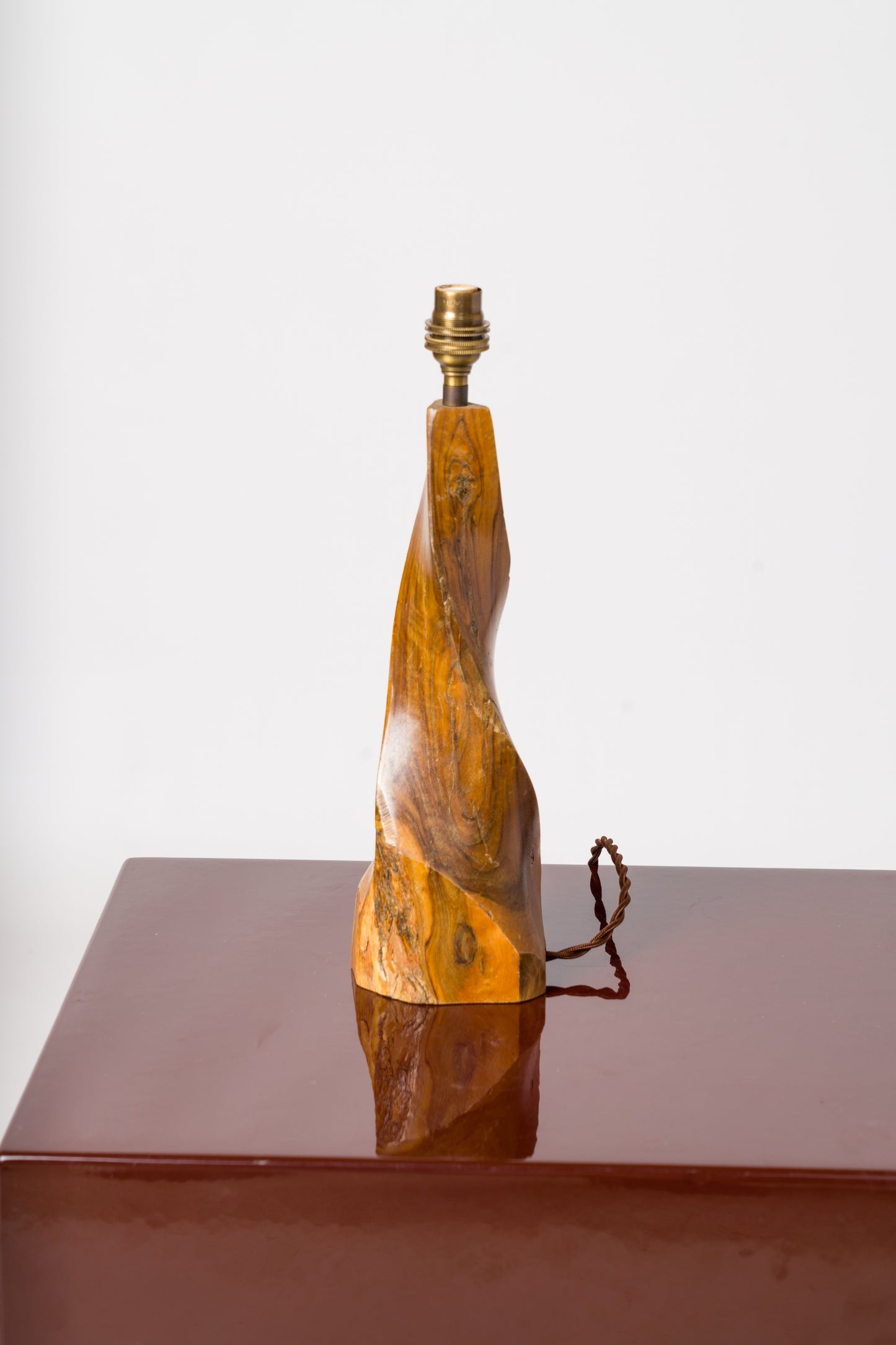 Twisted "Forme Libre" Olive Tree Table Lamp - France 1970's