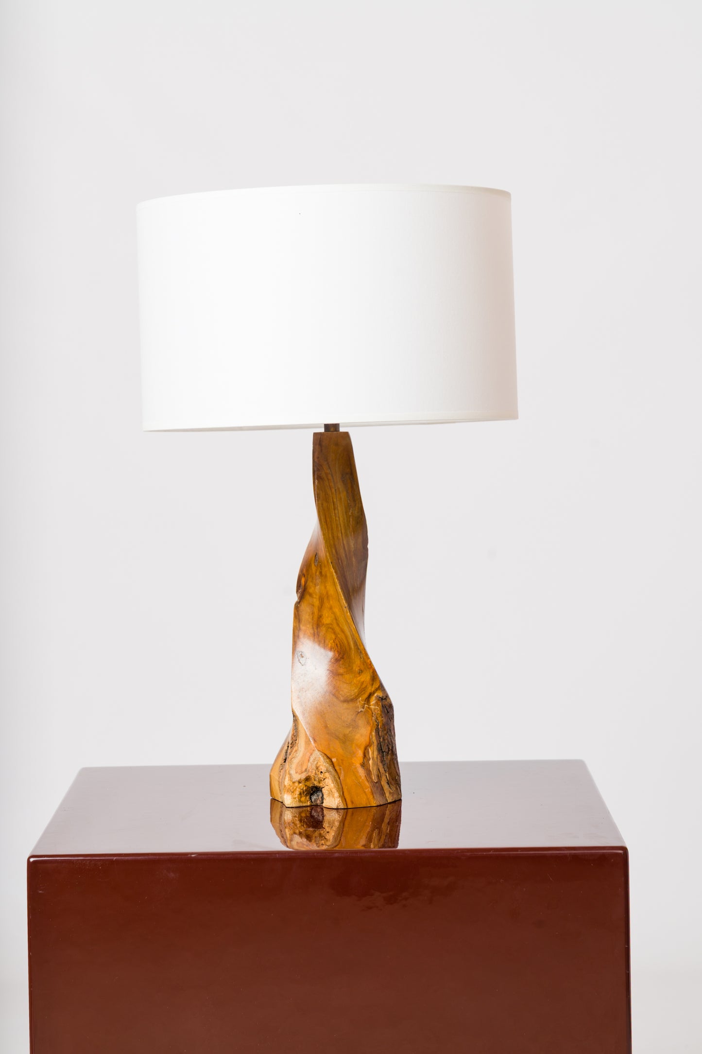 Twisted "Forme Libre" Olive Tree Table Lamp - France 1970's