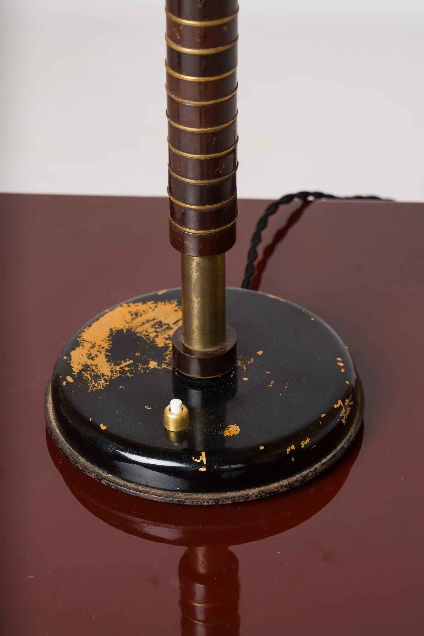Art Deco Brass & Steel Desk Lamp with Bakelite Details - France 1930's