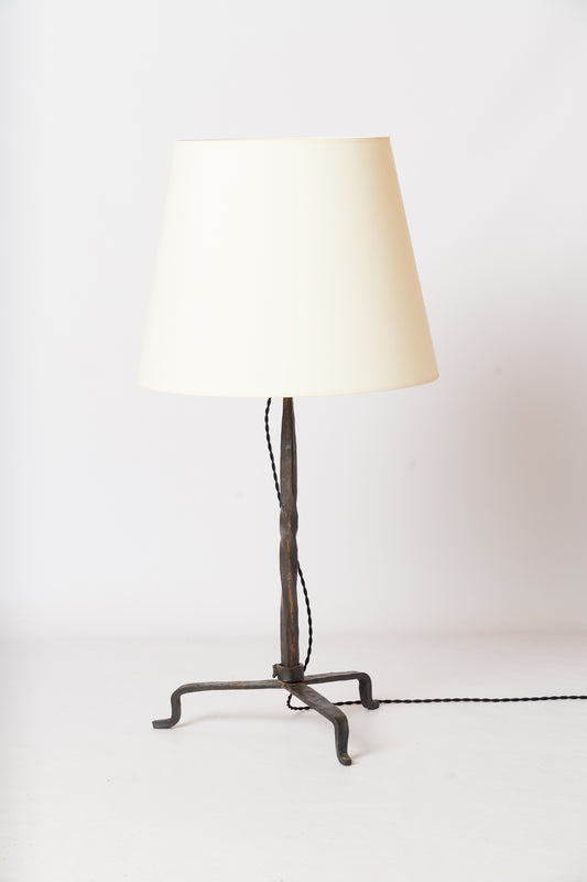 Brutalist "Ferronnerie" Wrought Iron Lamp in style of Marolles - France 1970's