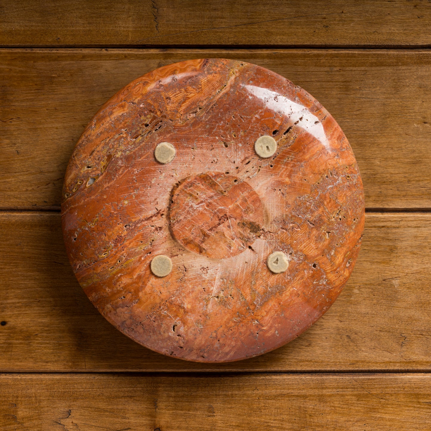 Decorative Red Iranian Travertine & Brass Vide Poche by Knoll - USA 1970's