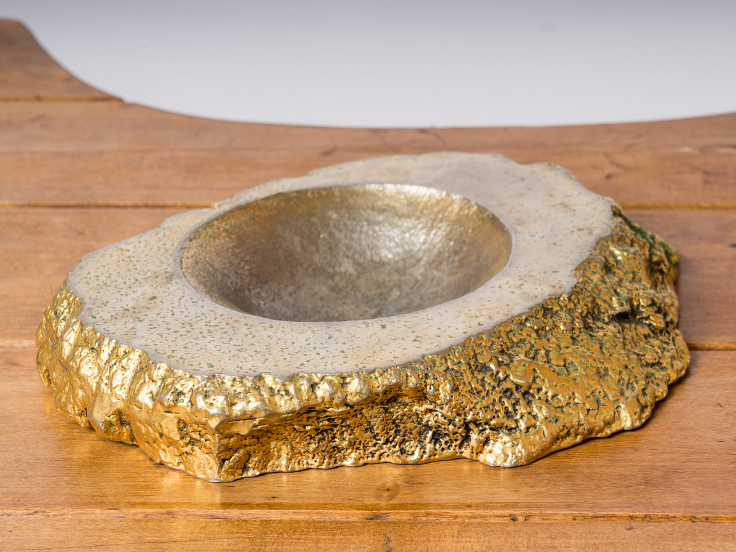 Gilt Textured Cast Aluminum Vide Poche Vessel - Germany 1970's