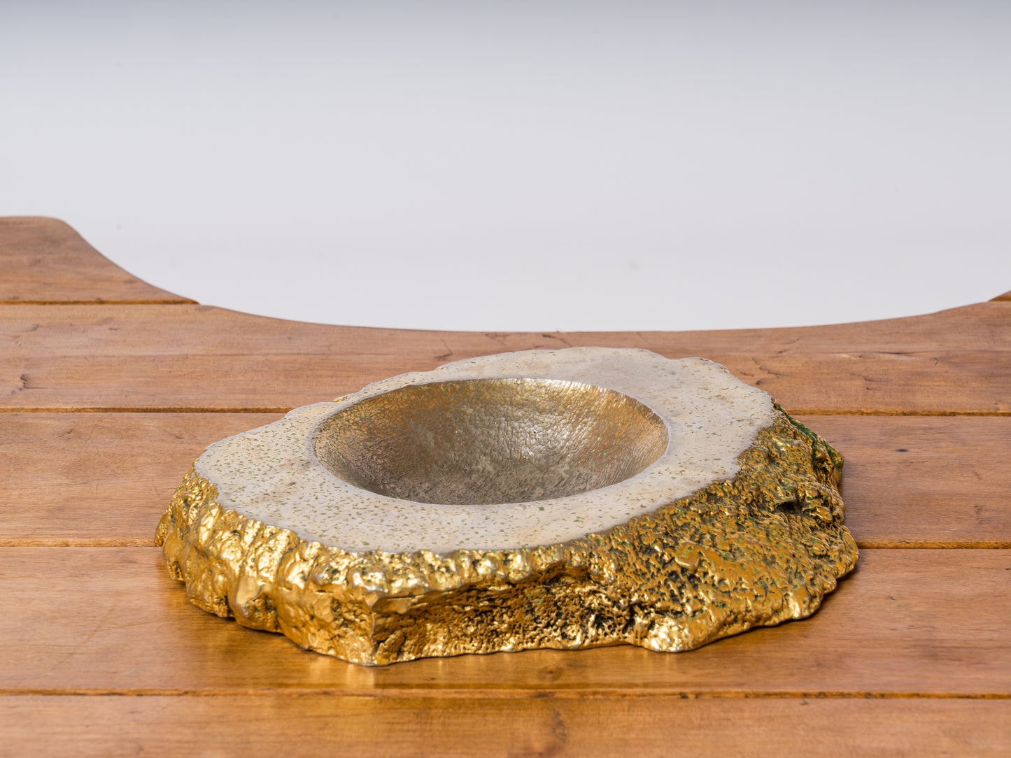 Gilt Textured Cast Aluminum Vide Poche Vessel - Germany 1970's