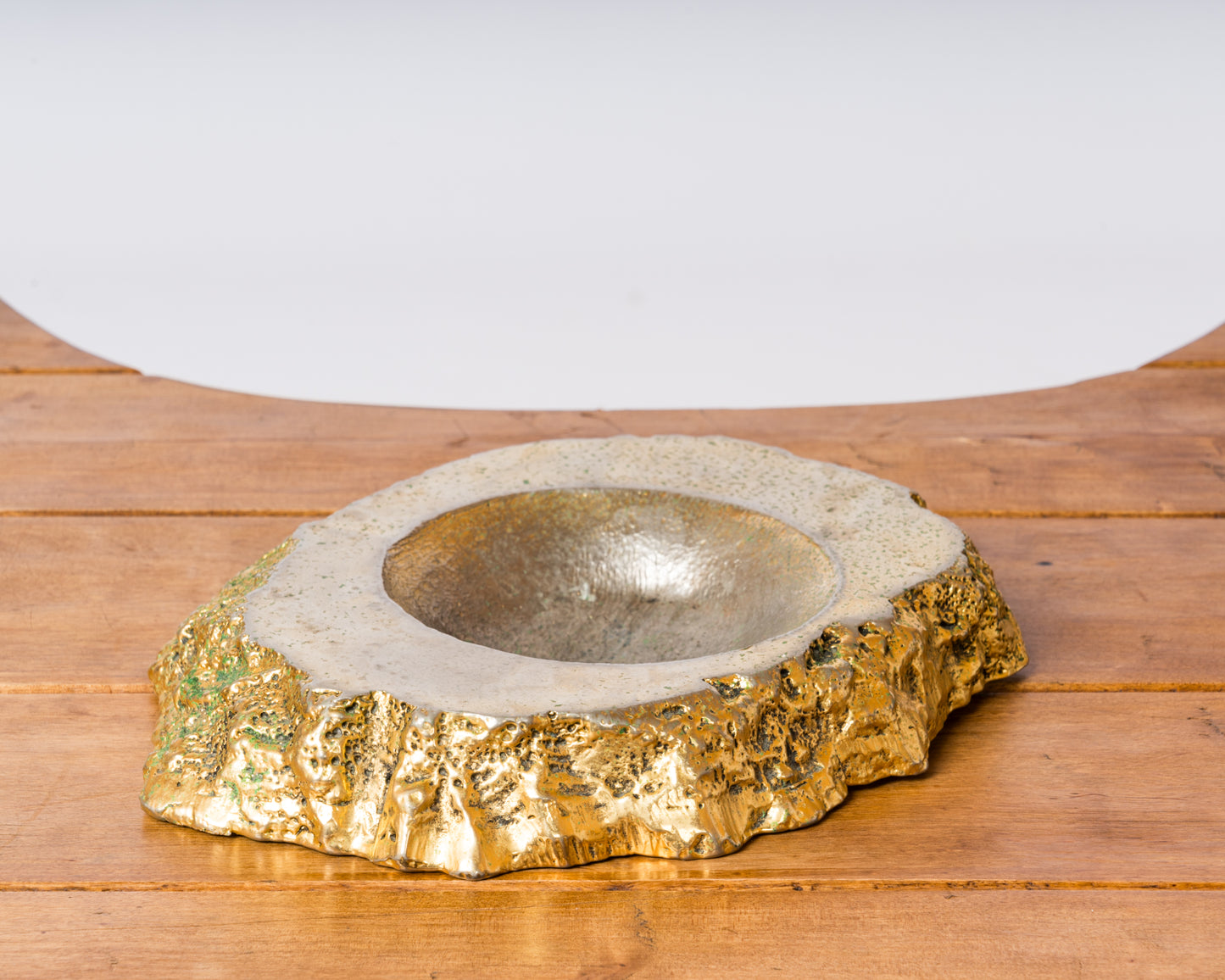 Gilt Textured Cast Aluminum Vide Poche Vessel - Germany 1970's