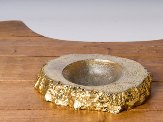 Gilt Textured Cast Aluminum Vide Poche Vessel - Germany 1970's