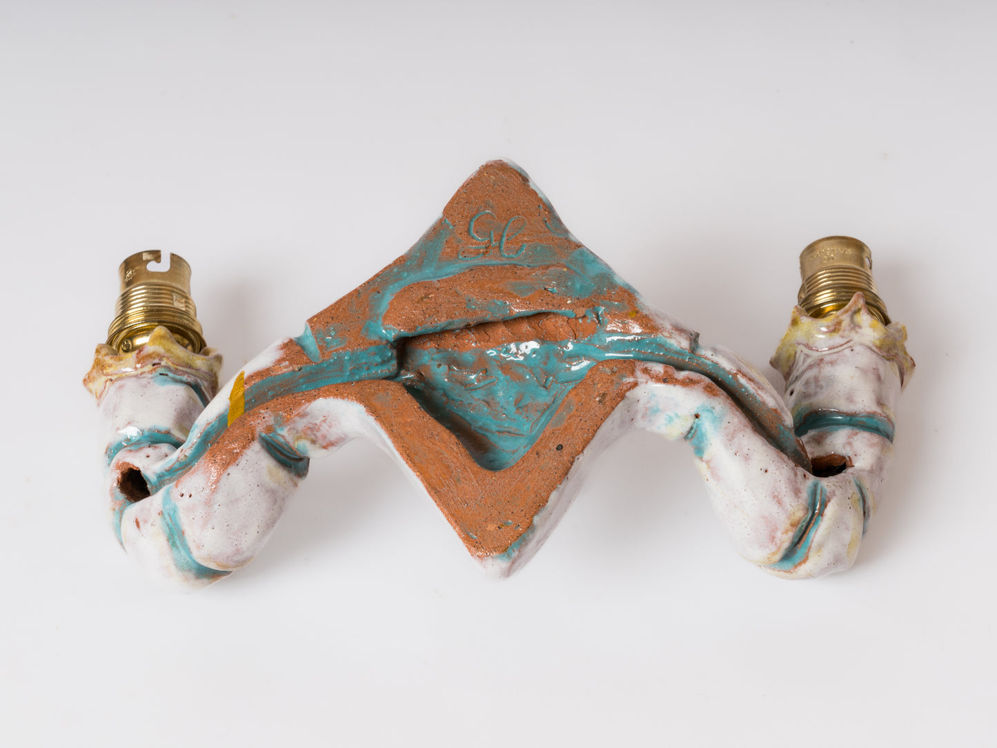 Rare Mermaid Theme Glazed Ceramic Single Sconce by Livia Gorka - Hungary 1950's