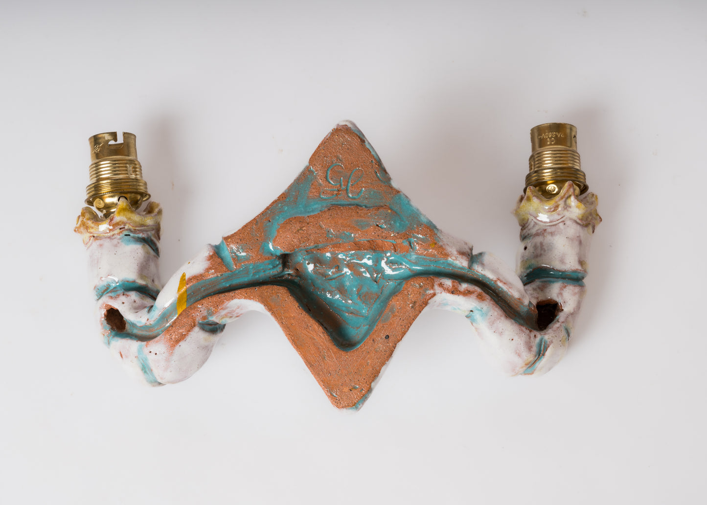 Rare Mermaid Theme Glazed Ceramic Single Sconce by Livia Gorka - Hungary 1950's