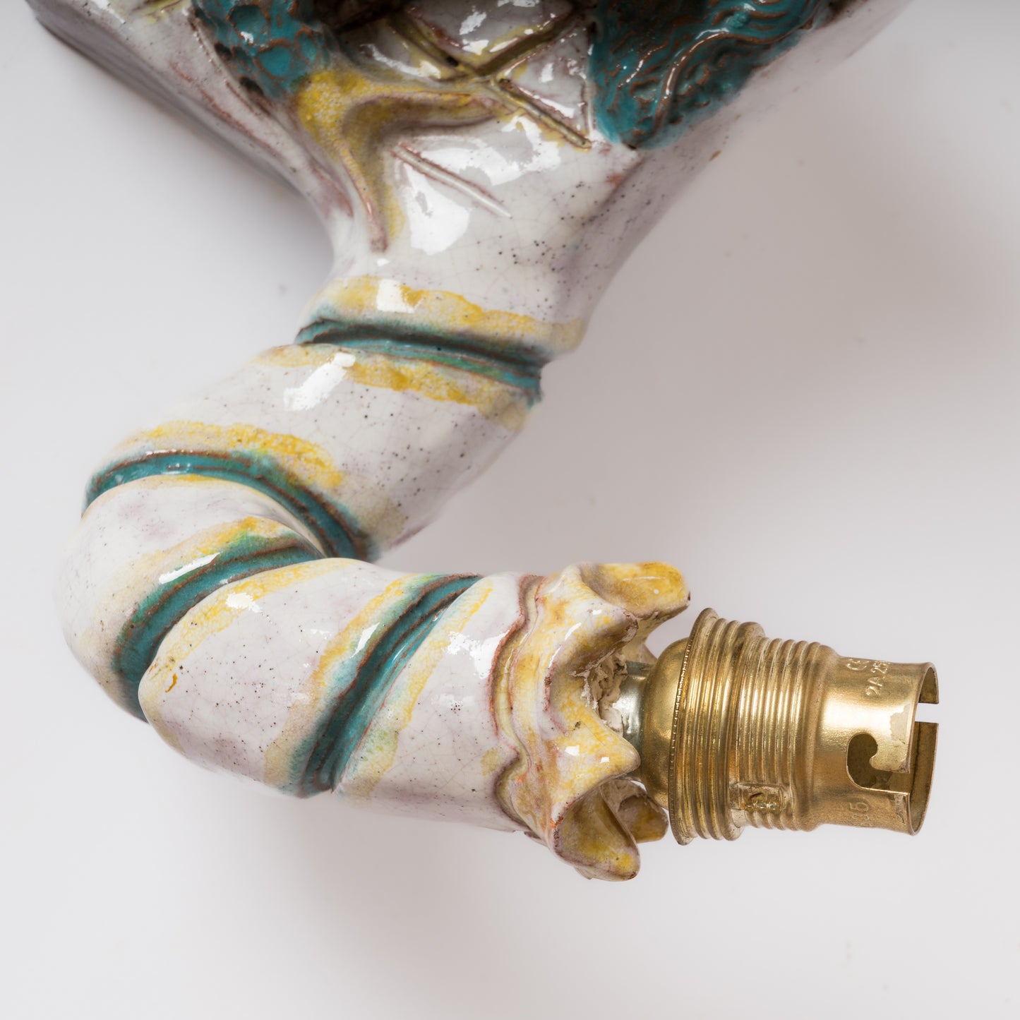 Rare Mermaid Theme Glazed Ceramic Single Sconce by Livia Gorka - Hungary 1950's