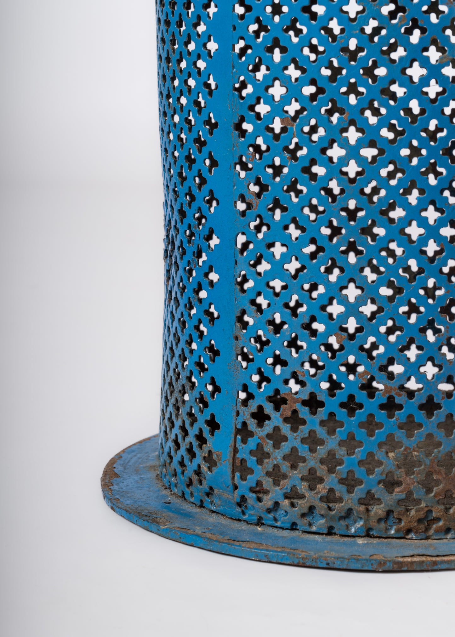 Stool In Blue Metal Mesh w. Openwork Design at. Mathieu Matégot - France 1960's