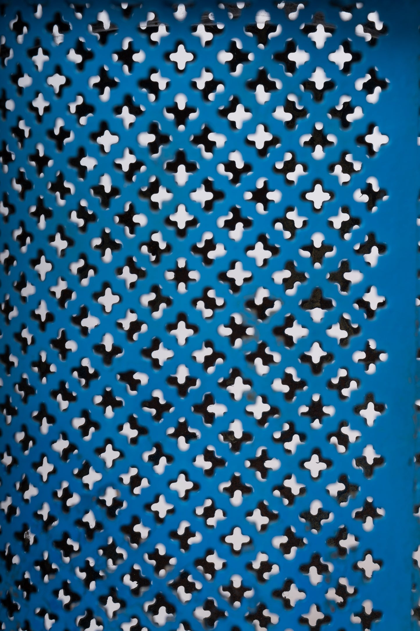 Stool In Blue Metal Mesh w. Openwork Design at. Mathieu Matégot - France 1960's