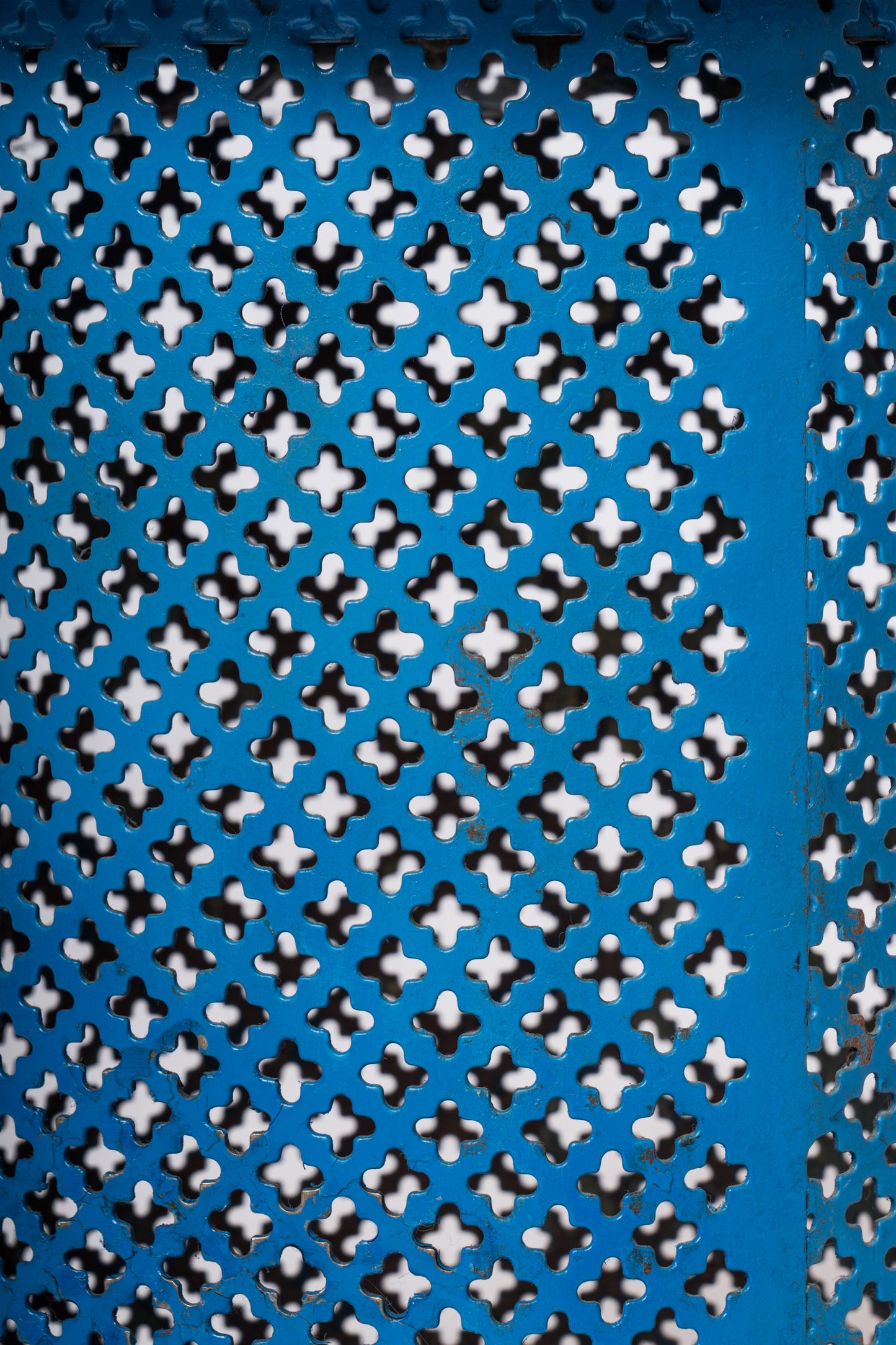 Stool In Blue Metal Mesh w. Openwork Design at. Mathieu Matégot - France 1960's