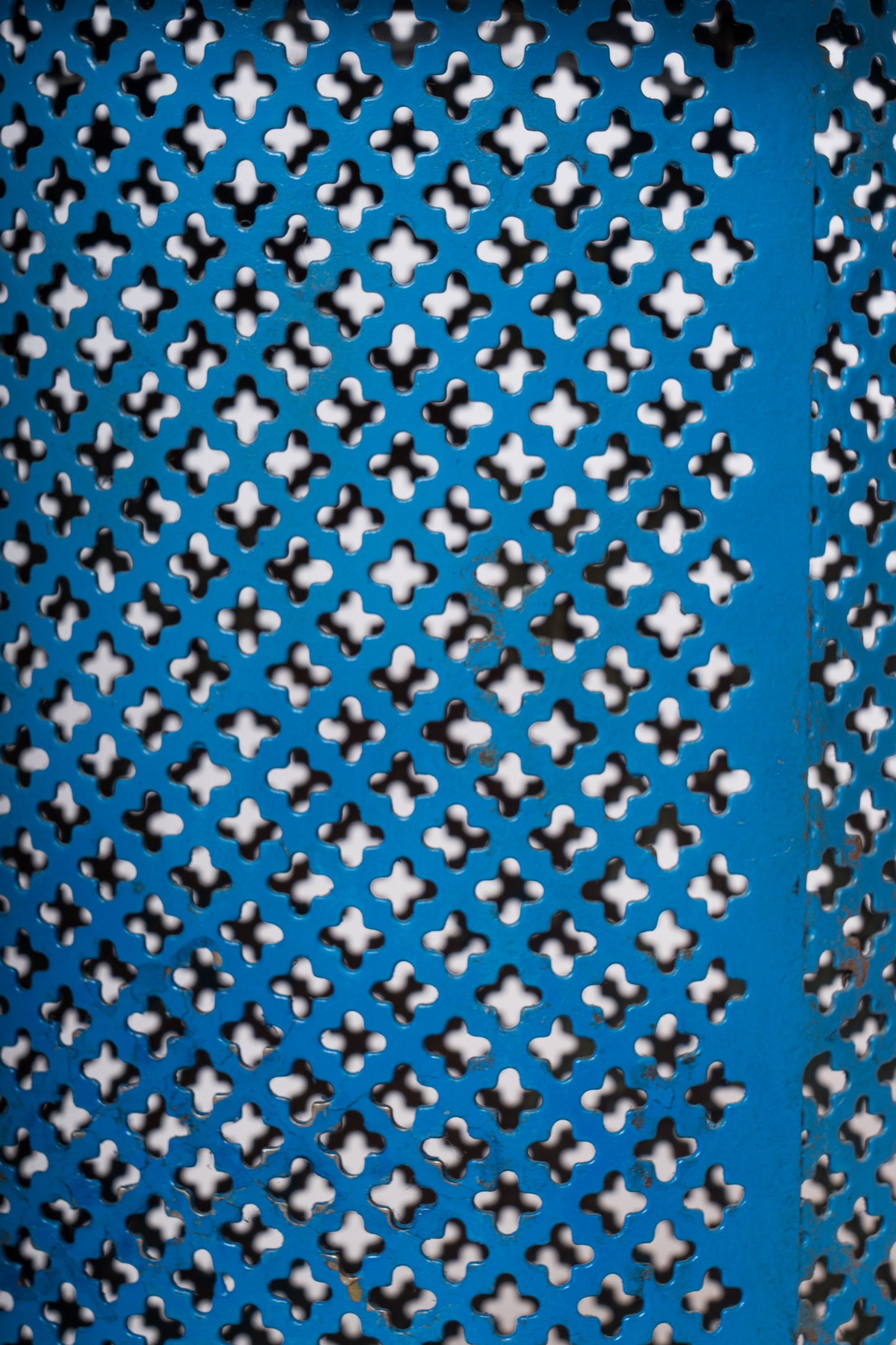 Stool In Blue Metal Mesh w. Openwork Design at. Mathieu Matégot - France 1960's