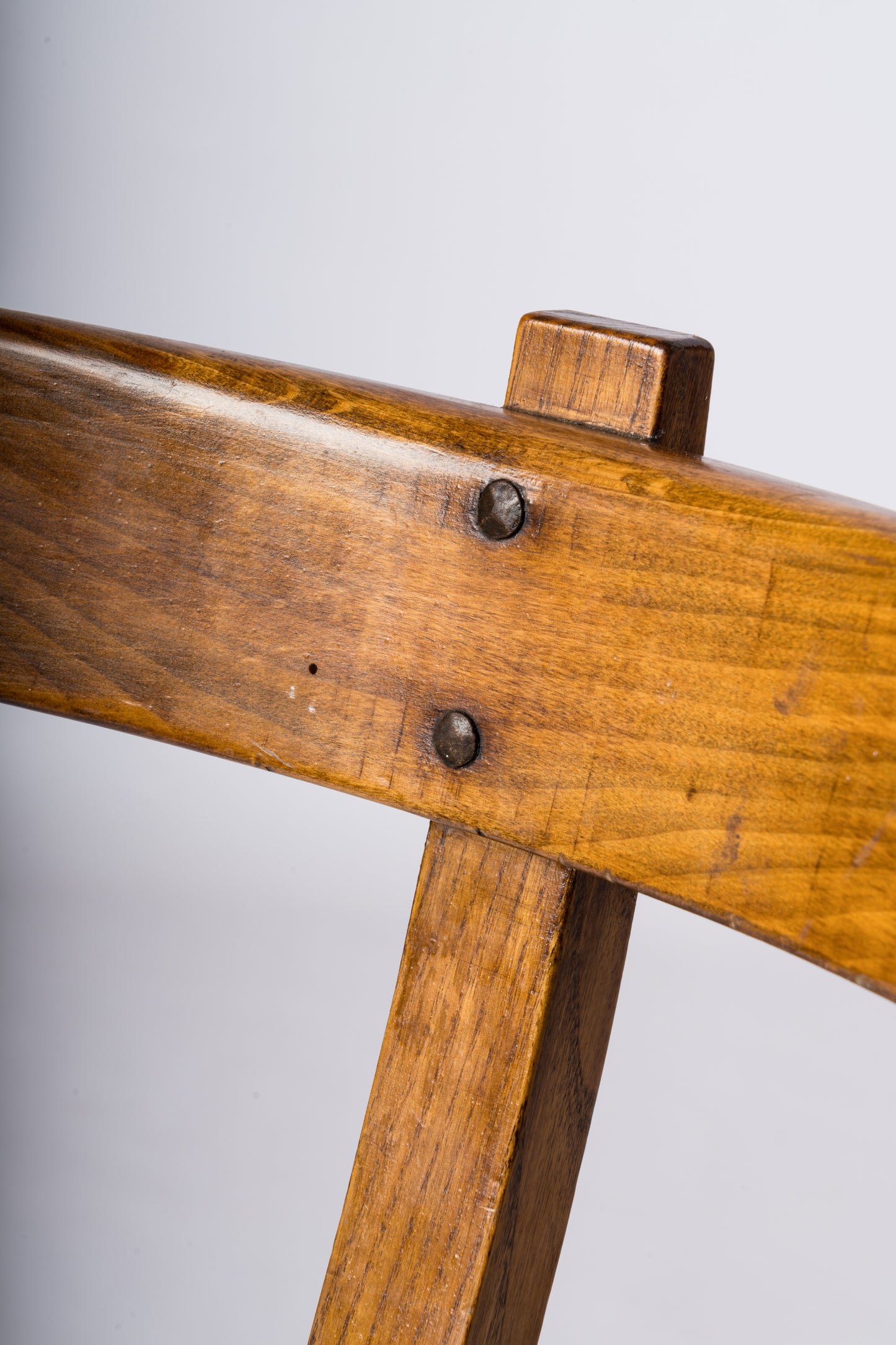 Single Stained Oak Tripod Chair in the Style of Olavi Hanninen - France 1950's