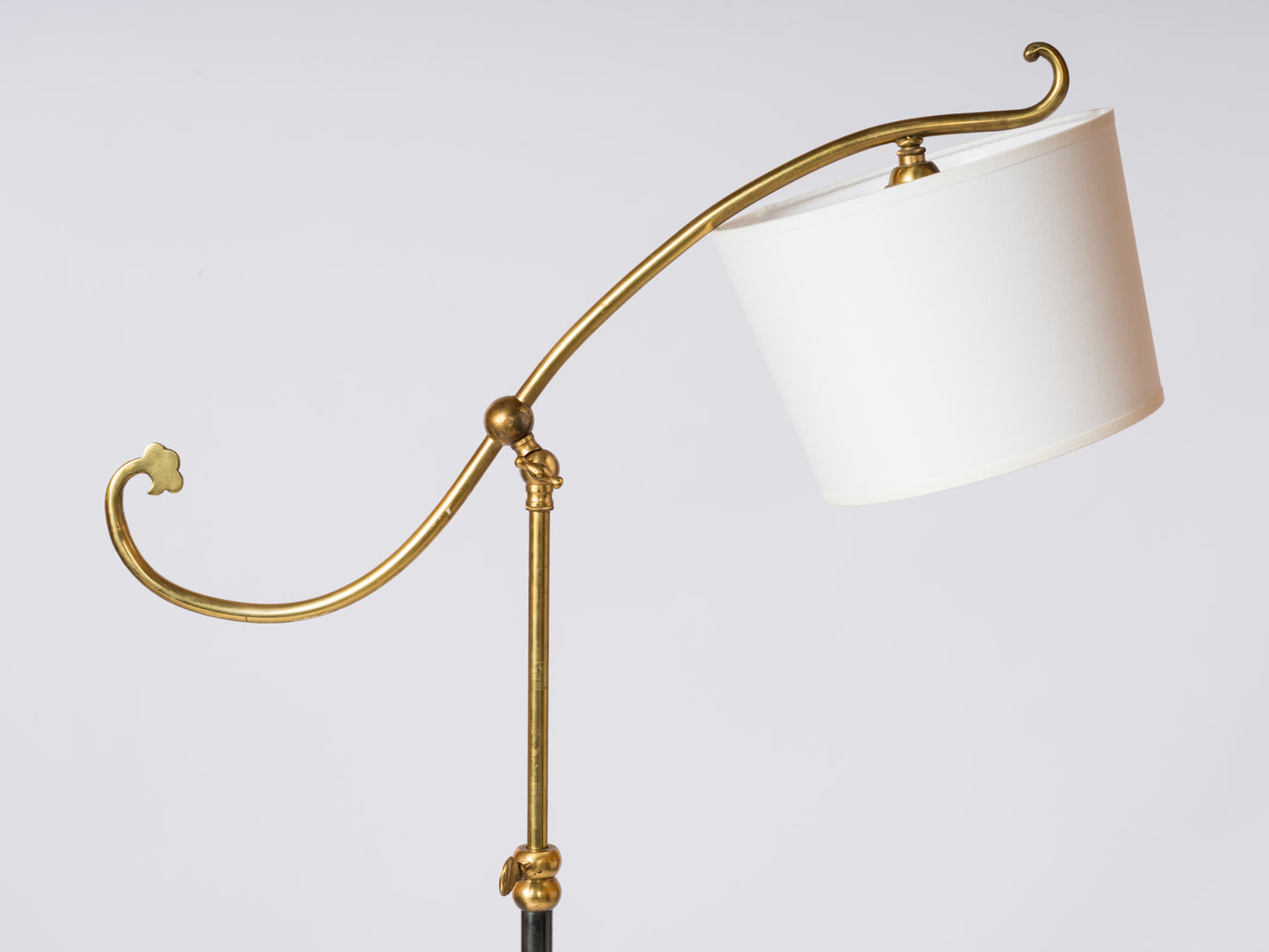 Tripod Brass & Gunmetal Adjustable Floor Lamp - France 1970's