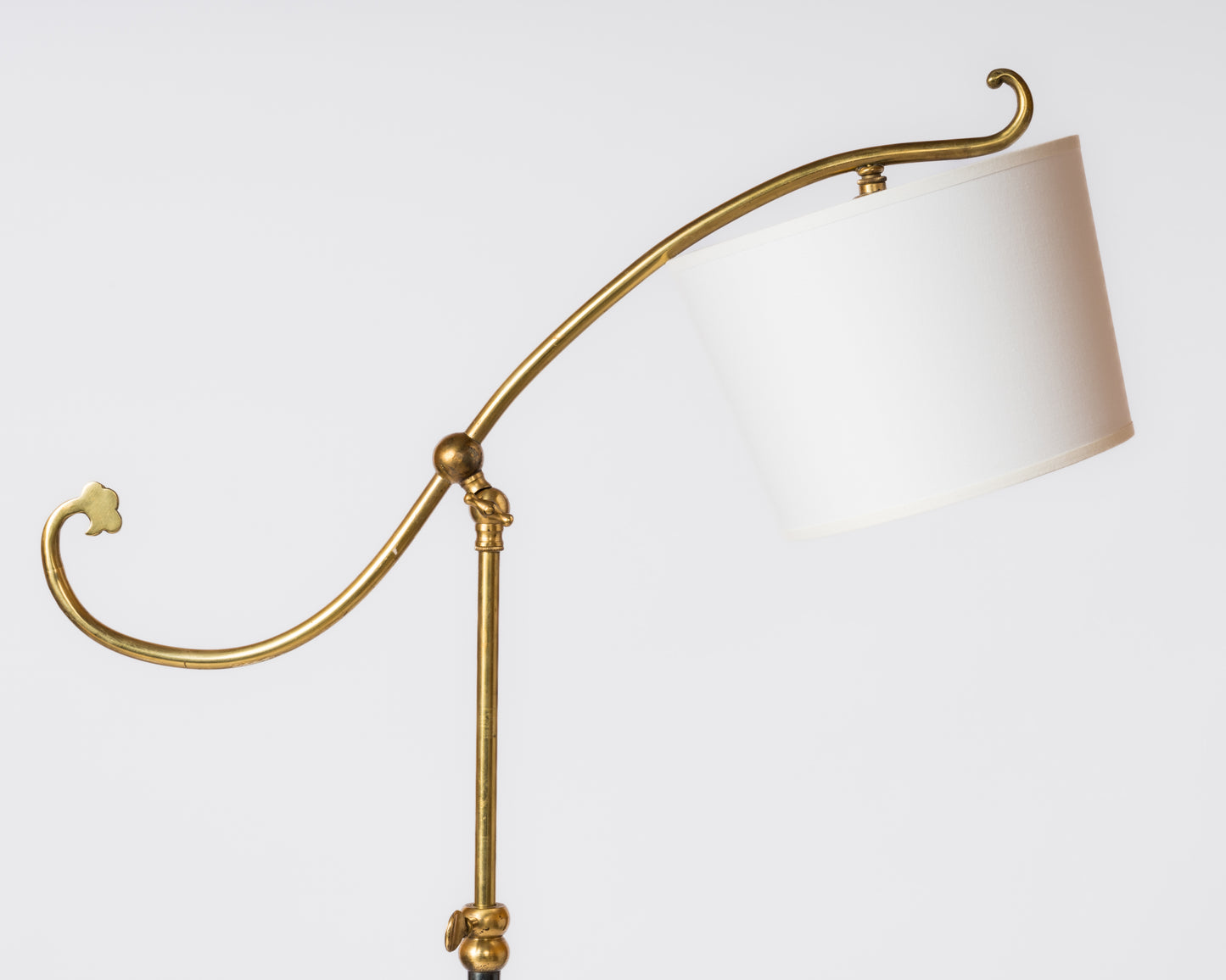 Tripod Brass & Gunmetal Adjustable Floor Lamp - France 1970's