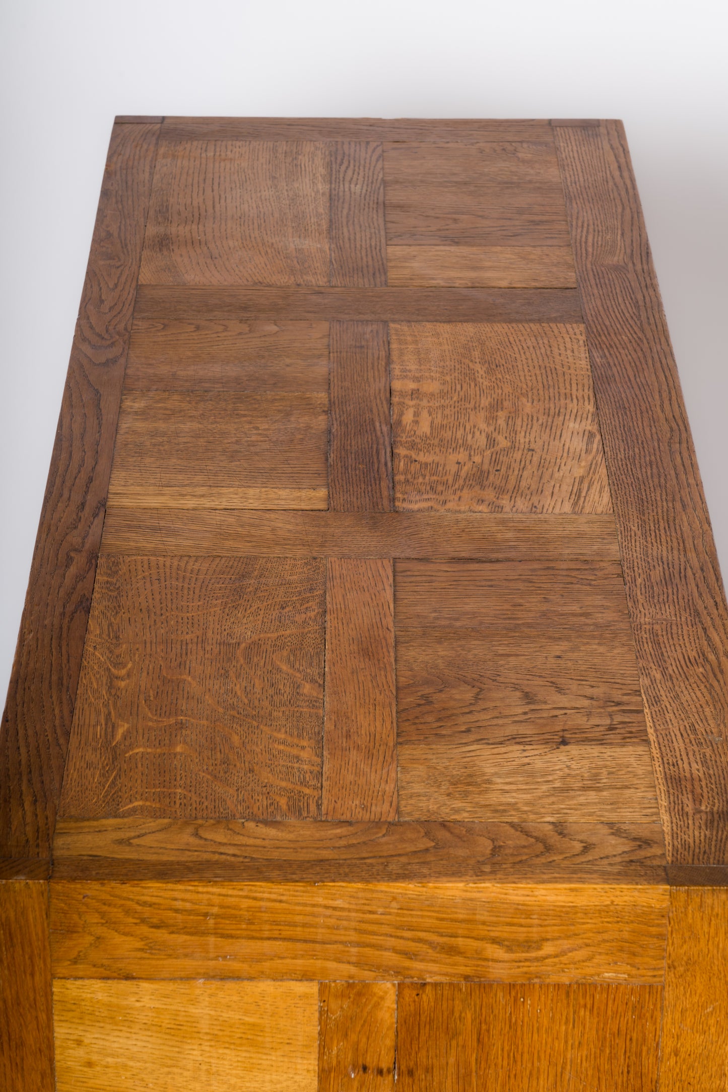 Brutalist Oak Highboy Credenza in the Style of Marolles - France 1950s