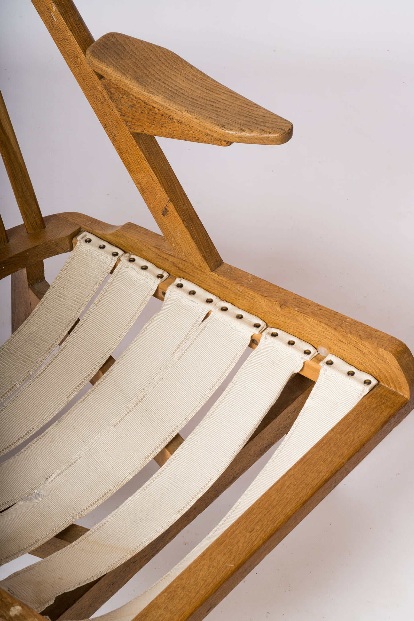 Solid Oak Armchair by Guillerme & Chambron - France 1970's