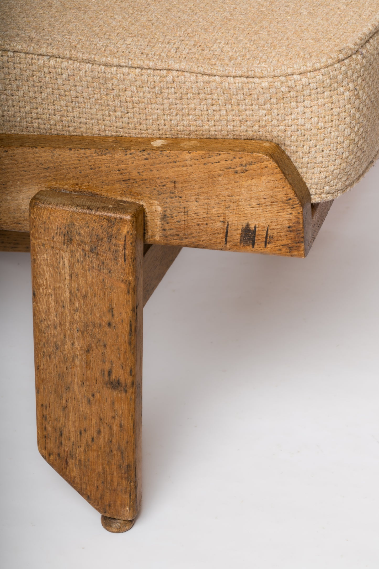 Solid Oak Armchair by Guillerme & Chambron - France 1970's