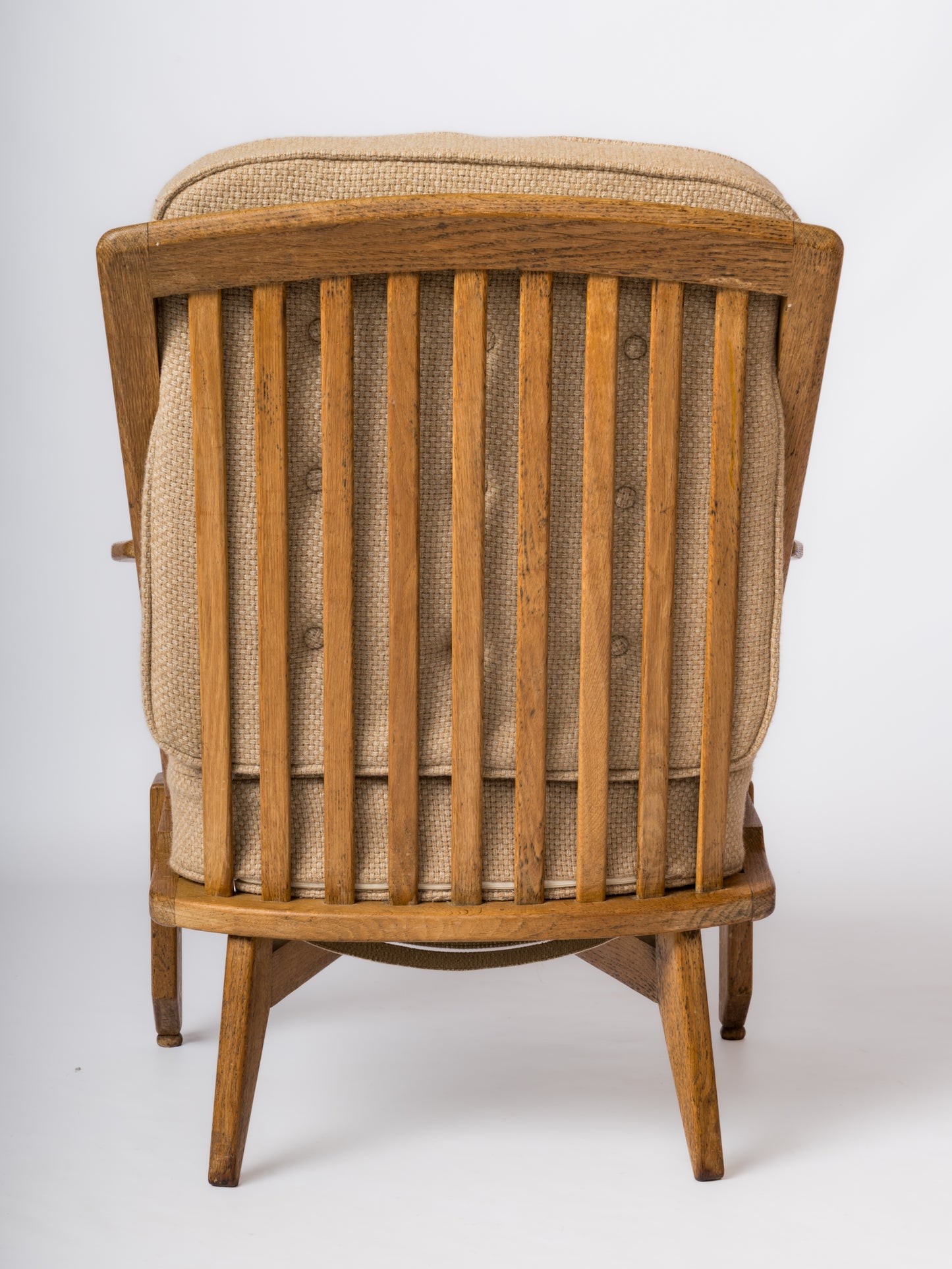 Solid Oak Armchair by Guillerme & Chambron - France 1970's