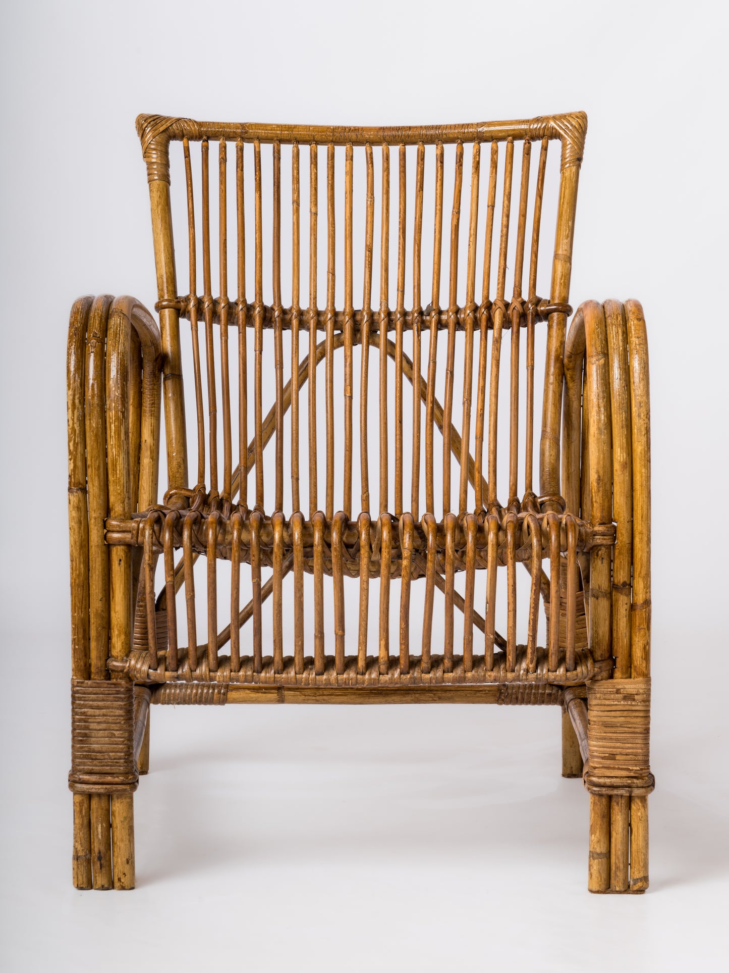 Single Mid Century Compact Rattan Armchair - France 1960's