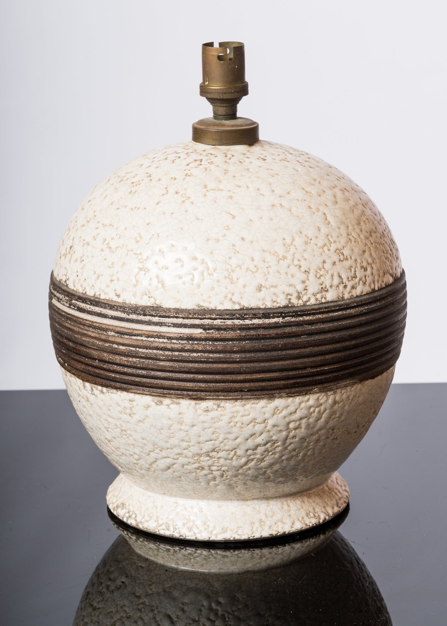 Textured Glazed Earthware Art Deco Table Lamp att. Keramos - France 1930's