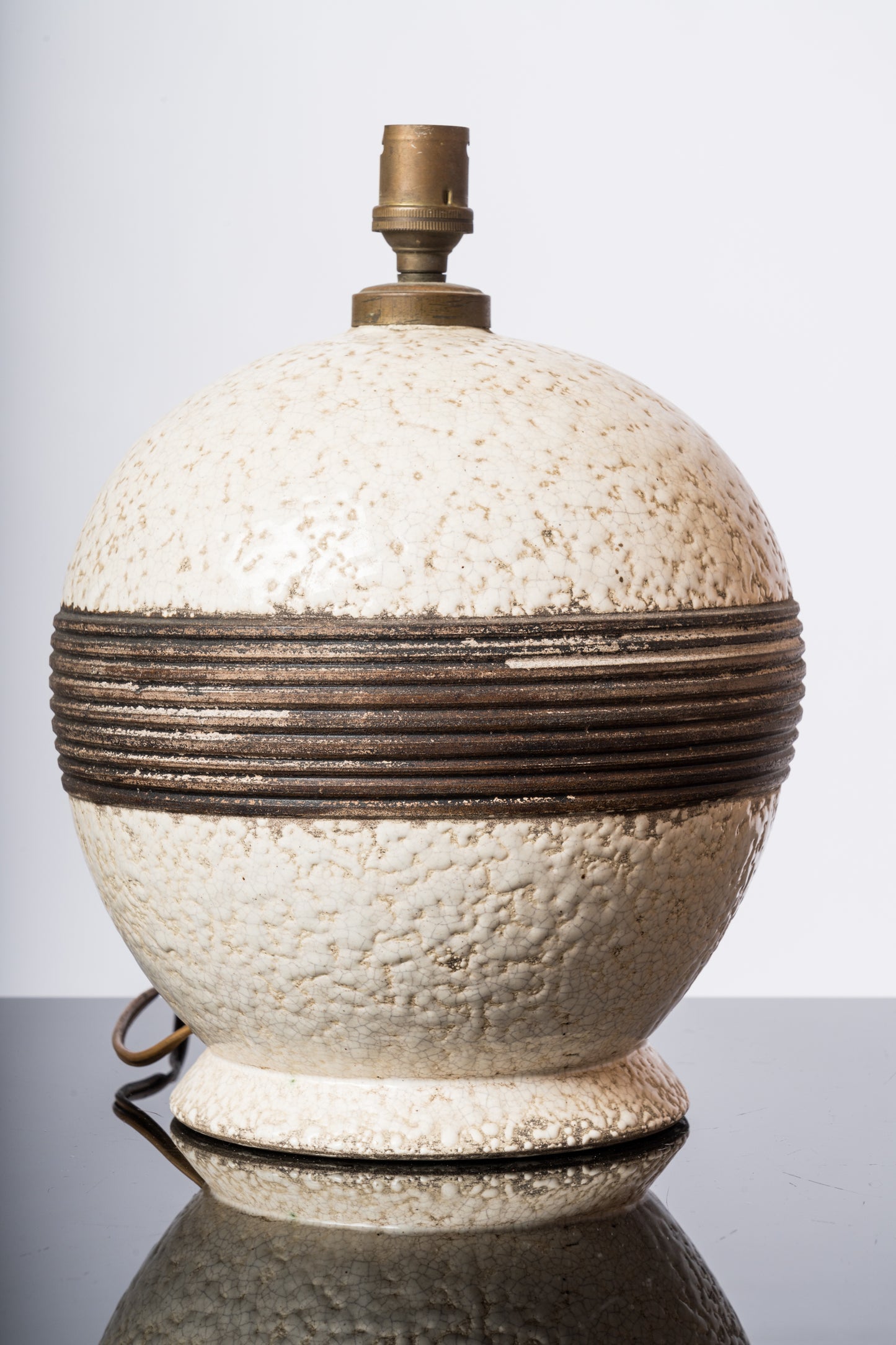 Textured Glazed Earthware Art Deco Table Lamp att. Keramos - France 1930's