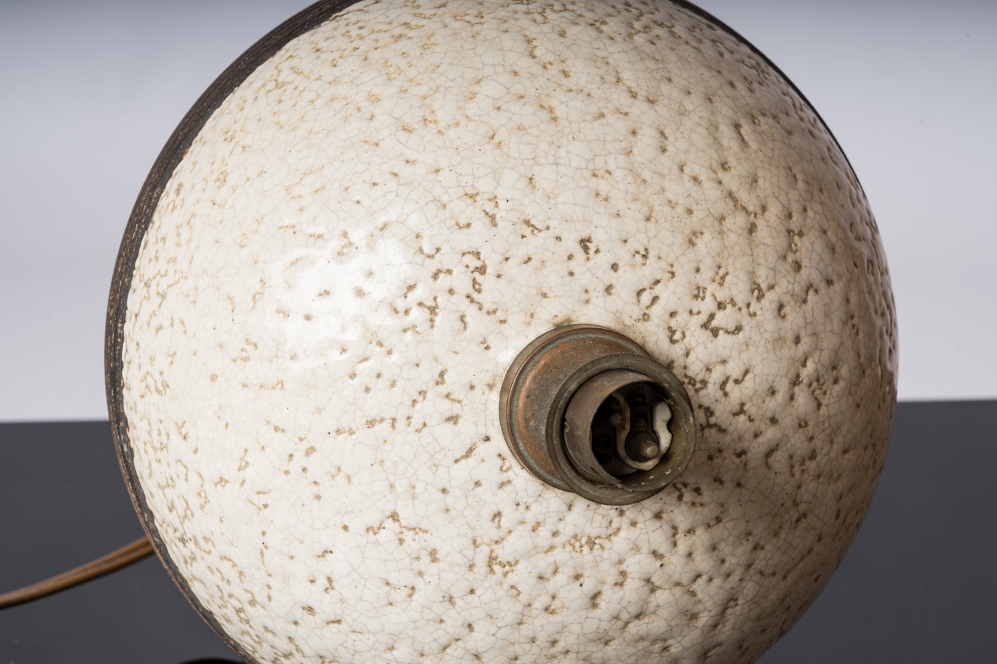 Textured Glazed Earthware Art Deco Table Lamp att. Keramos - France 1930's