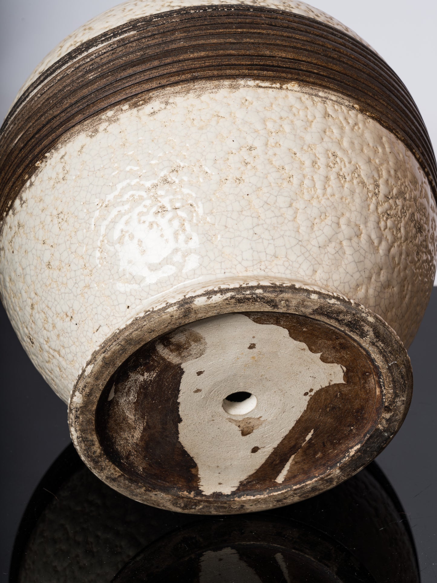 Textured Glazed Earthware Art Deco Table Lamp att. Keramos - France 1930's