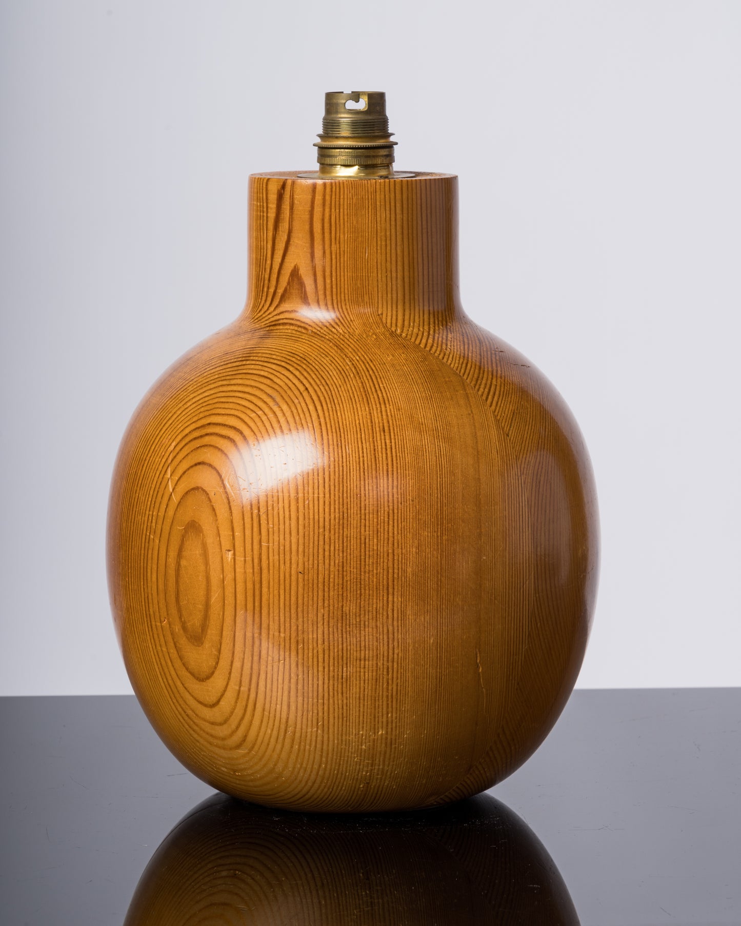 Solid Turned Pine Wood "Oblong" Table Lamp - France 1980's