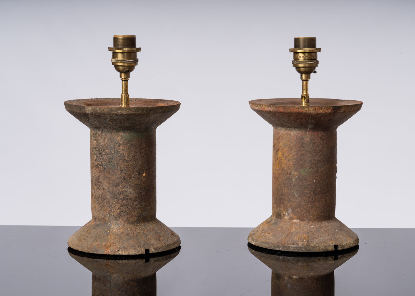 Solid Industrial Cast Iron "Bobine" Table Lamps - France 1970's