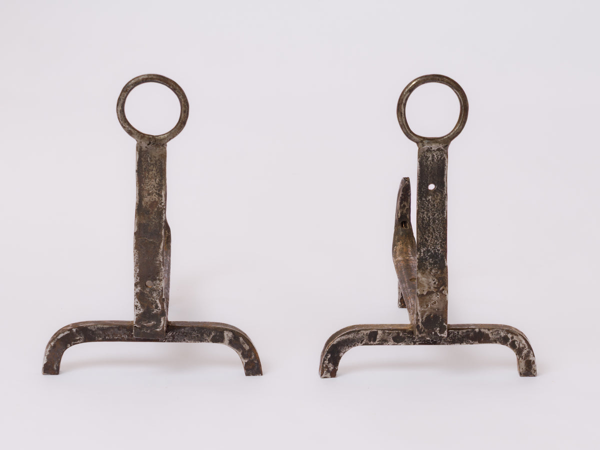 Pair of "Scorpio" Tail Steel Andirons - France 1970's