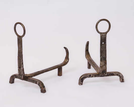 Pair of "Scorpio" Tail Steel Andirons - France 1970's