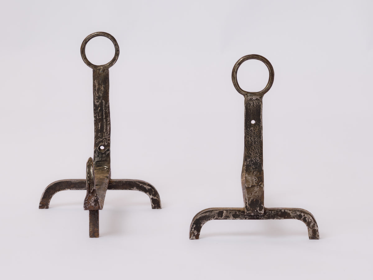 Pair of "Scorpio" Tail Steel Andirons - France 1970's
