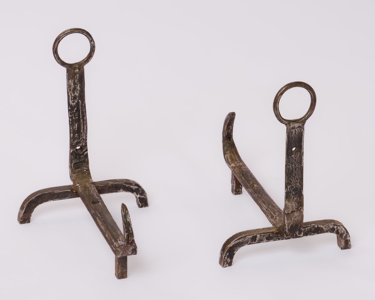 Pair of "Scorpio" Tail Steel Andirons - France 1970's