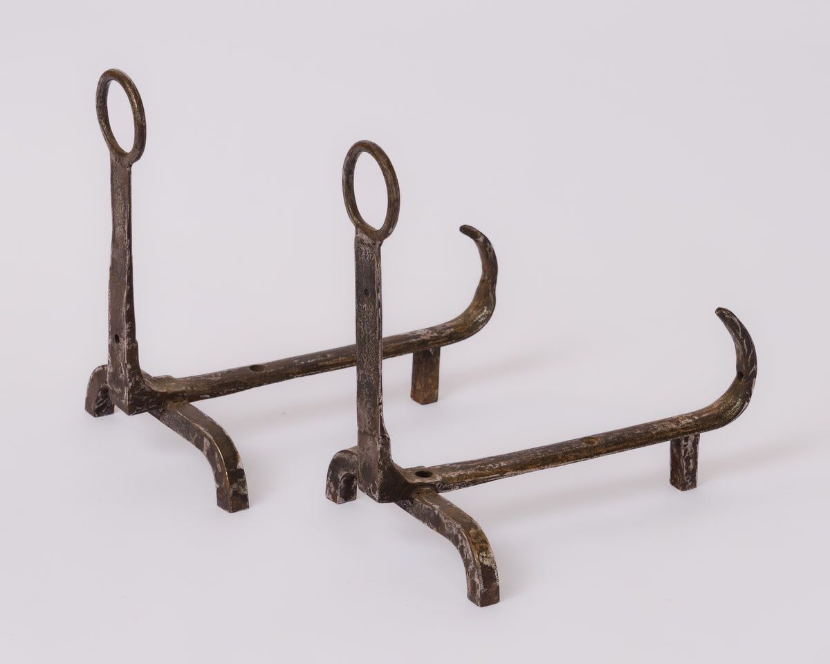 Pair of "Scorpio" Tail Steel Andirons - France 1970's