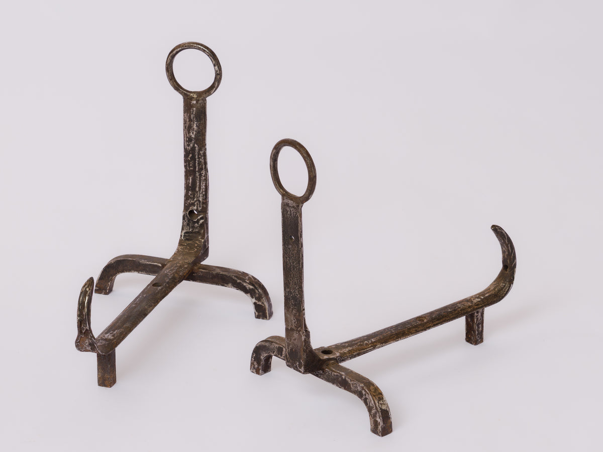 Pair of "Scorpio" Tail Steel Andirons - France 1970's