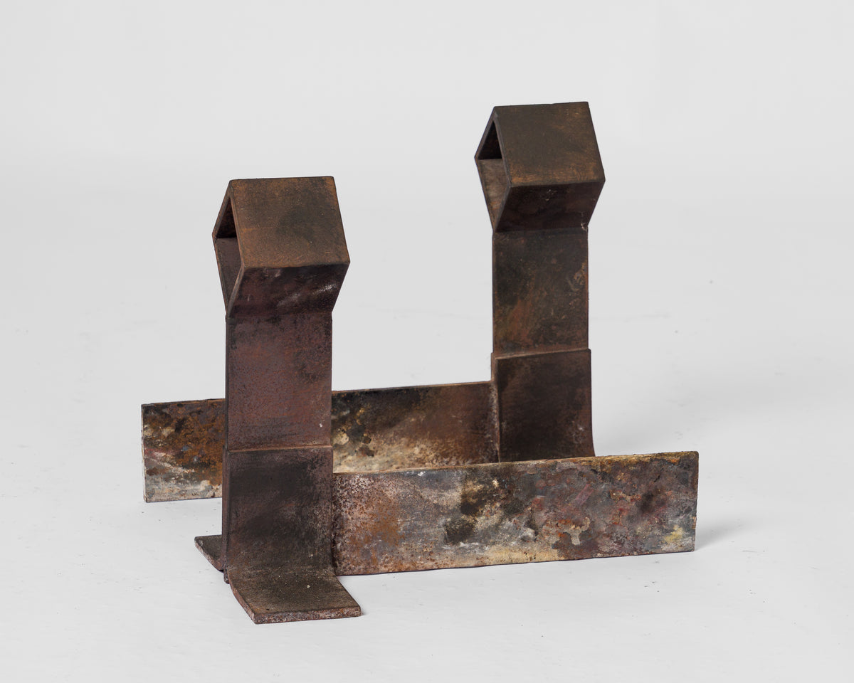 Pair of Brutalist "Losange" Andirons - France 1970's