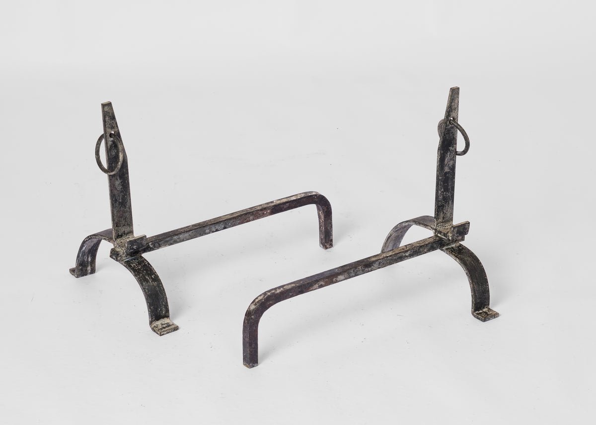 "Décalé" Asymmetrical Andirons - France 1970's